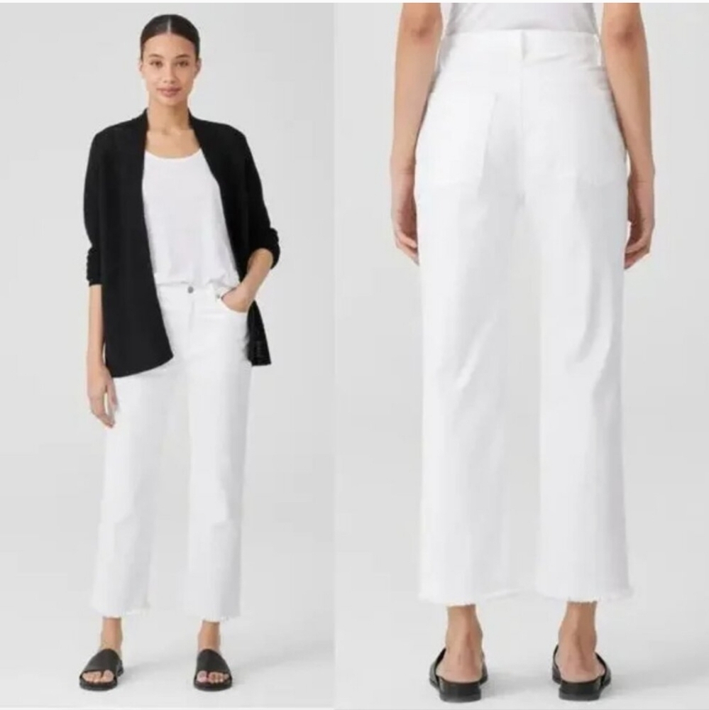 Eileen Fisher Organic Cotton Denim Tapered Jeans Size 16